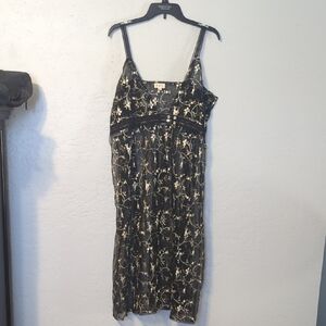 POL Black and White Sleeveless Midi Strappy Kimono Style